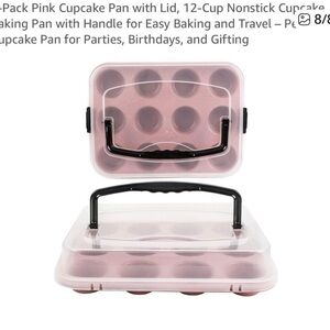 Pink Cupcake Carrier with handles. Pack of 2 both with lids.